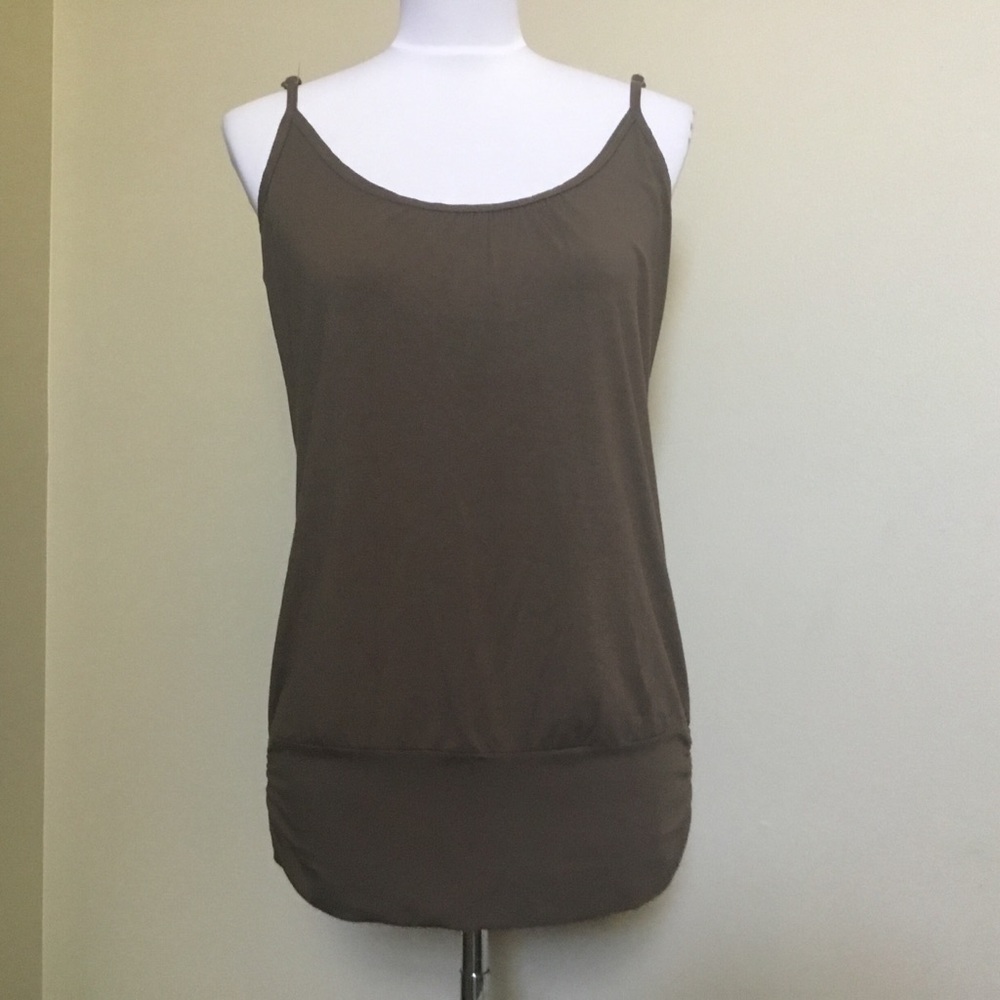 BOSTON PROPER brown blouson long Cami knit top S